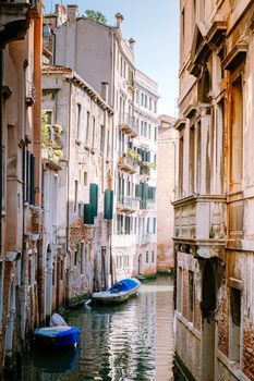 Beautiful venetian street in summer day, Italy. Venice Europe