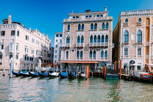 Beautiful venetian street in summer day, Italy. Venice Europe