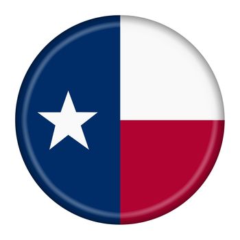 A Texas flag button 3d illustration with clipping path