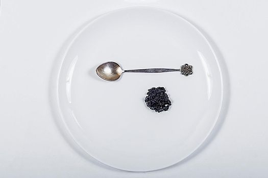 Black caviar sturgeon - an expensive delicacy. View from above.