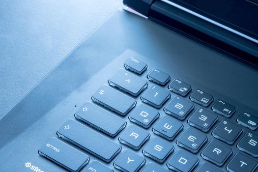 Closeup picture of a black laptop keyboard