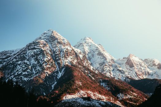 Idyllic snowy mountain peaks, landscape, Alps, Austria
