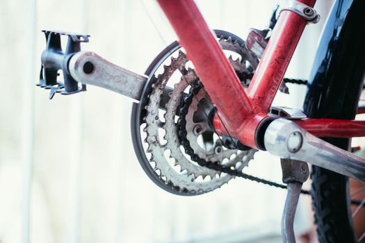 A bike’s gear change, close up of chopper disc