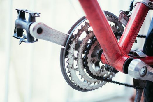 A bike’s gear change, close up of chopper disc