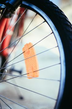 Close up picture of a mountain bike tyre, summer day