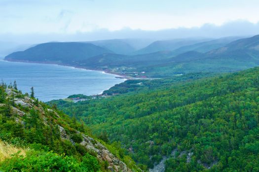 Landscape of Pleasant Bay, along the Cabot Trail, in Cape Breton island, Nova Scotia, Canada