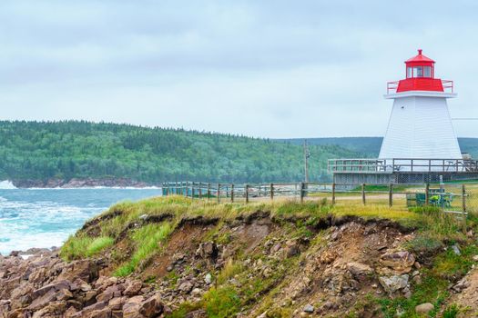 The Neils Harbour lighthouse, in Cape Breton island, Nova Scotia, Canada