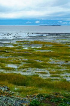 Foggy view of the Saint Lawrence River in Saint-Jean-Port-Joli, Quebec, Canada