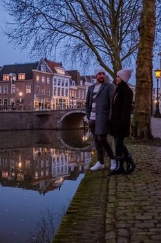 Traditional houses on traditional houses on the Oudegracht Old Canal in the center of Utrecht, Netherlands Holland Europe