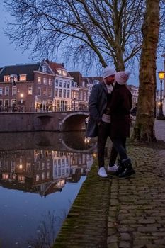 Traditional houses on traditional houses on the Oudegracht Old Canal in the center of Utrecht, Netherlands Holland Europe