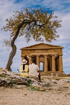 Valley of the Temples at Agrigento Sicily, Italy Europe, couple visiting Sicily during vacation