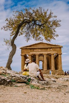 Valley of the Temples at Agrigento Sicily, Italy Europe, couple visiting Sicily during vacation