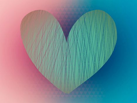 Cute heart on white and blue abstract background illustration