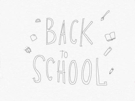 Back to school handwriting pencil sketch on paper background illustration, doodle style