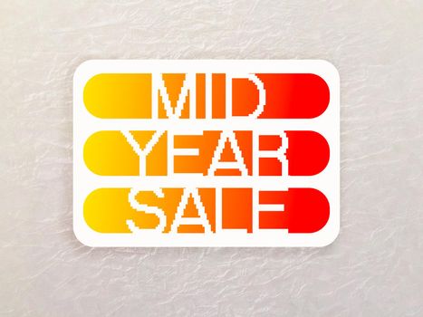 Mid year sale word and orange gradient tag bar on white background