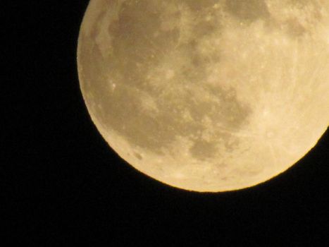 Earth's Moon Glowing On Black Background. The Moon close-up on a black night sky shot through a telephoto camera.