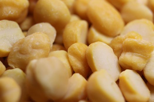 Yellow chickpea lentils seeds macro closeup view. Chana daal or yellow split peas spread background