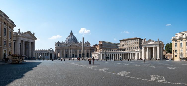 St. Peter's Basilica September 2020,in the morning from Via della Conciliazione in Rome. Vatican City Rome Italy. Rome architecture and landmark. St. Peter's cathedral in Rome. 