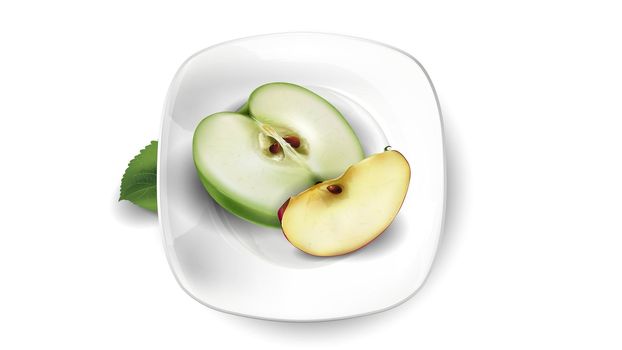 Great composition of apples slices for an article on healthy eating.