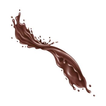 Liquid chocolate dynamic splash. Illustration in realistic style.