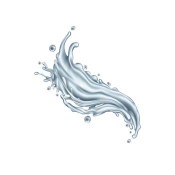 Clear water dynamic splash. Illustration in realistic style.