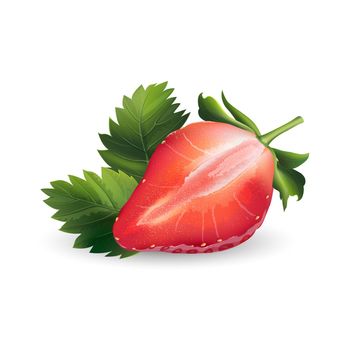 Fresh ripe strawberry - healthy food design. Realistic style illustration.