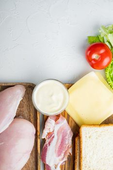 Club sandwich ingredient, on white background with copy space for text