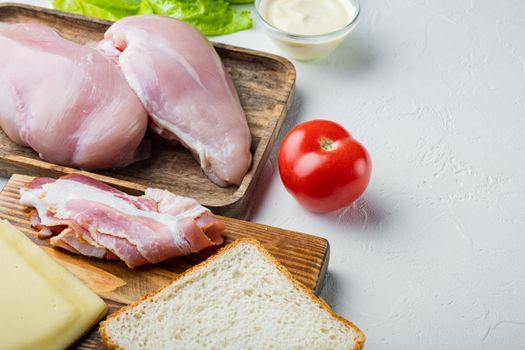 Club sandwich ingredient, on white background with copy space for text