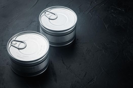 Canned dip tin can, on black background with copy space for text