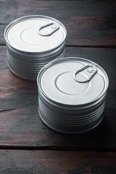 Canned dip tin can, on old wooden table