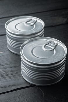 Canned dip tin can, on black wooden background