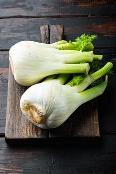 Genuine fresh raw fennel, on old wooden table
