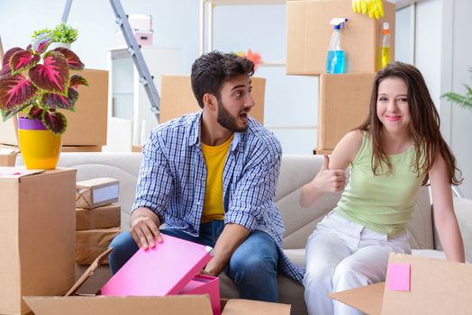 Young family moving to new apartment