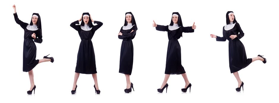 Nun isolated on the white background