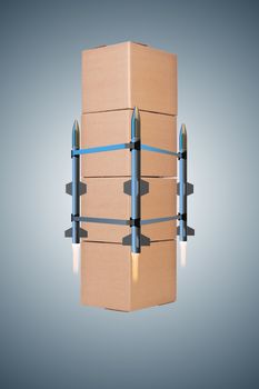 Concept with box delivery and rockets