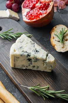 French roquefort cheese set, on gray background