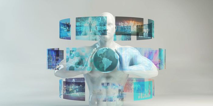 Holographic Display with Man Using Interactive Technology