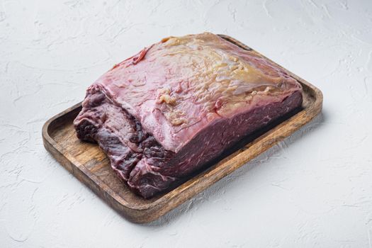 Top loin, fresh organic beef meat cut, on white background