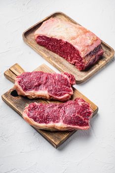 Raw ambassador beef steak cut, on white background