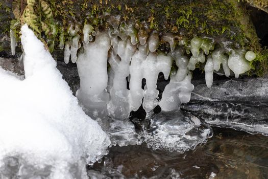 Icicles, ice formations at Tiefenbach near Bernkastel-Kues on the Mosel