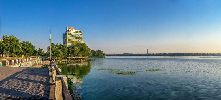 Dnipro, Ukraine 07.18.2020. Dnipro city embankment in Ukraine on a sunny summer day