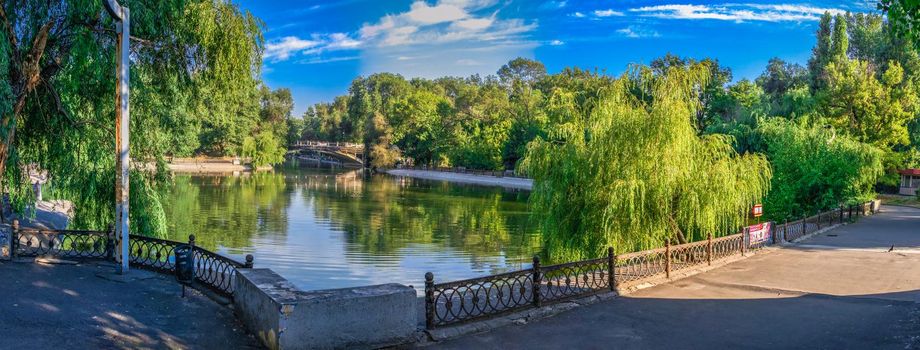 Dnipro, Ukraine 07.18.2020. Lazarus Globa Public Park in Dnipro, Ukraine, on a sunny summer morning