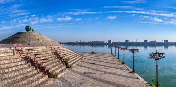 Dnipro, Ukraine 07.18.2020. Ball of desires on the Dnipro embankment in Ukraine on a sunny summer day