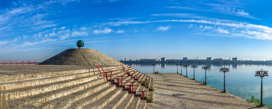 Dnipro, Ukraine 07.18.2020. Ball of desires on the Dnipro embankment in Ukraine on a sunny summer day