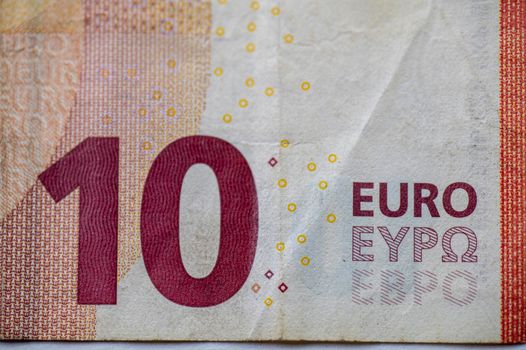 the 10 euro banknote detail on a white background