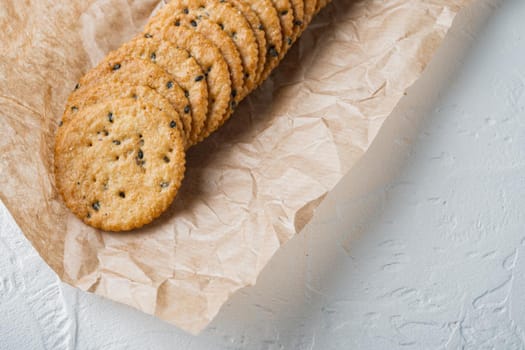 Sesame cookies set, on white background