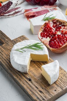 Camembert or brie cheese set, on white background
