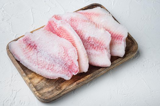 Frozen fish fillet set, on white background