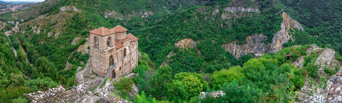 Asenovgrad, Bulgaria 24.07.2019. Asens Fortress in the Bulgarian Rhodope mountains on a cloudy summer day