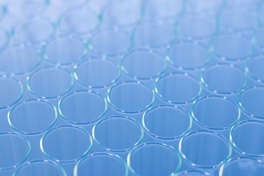 Close up of clean test glasses in chemistry or science laboratory